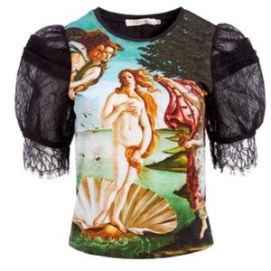 Alice + Olivia XS Birth of Venus Posey Shirt